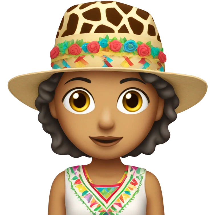 A Mexican girl with a giraffe costume ￼￼ emoji