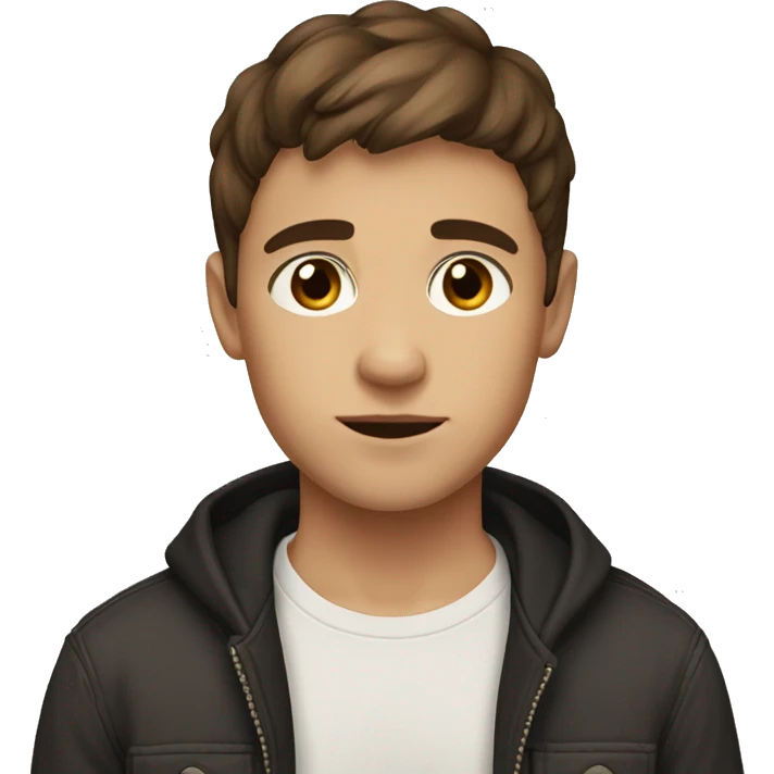 a boy with brown hair and brown black eyes, with short hair emoji