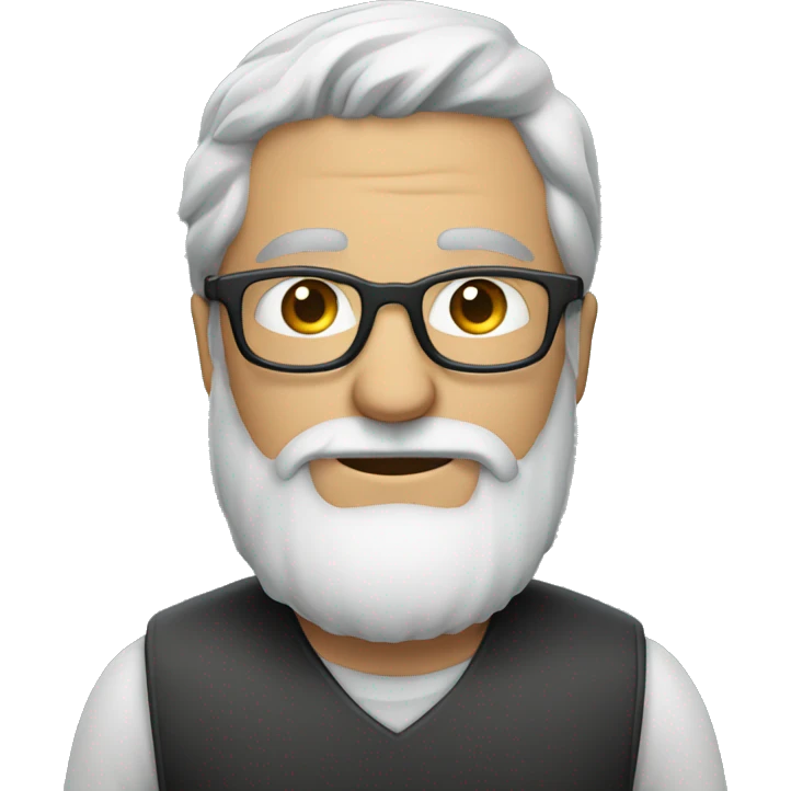 A man with beard and frameless glasses  nearly grey emoji