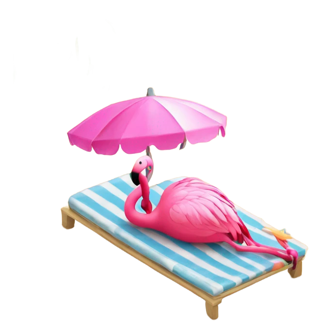 Beach with a palm tree and a flamingo  emoji