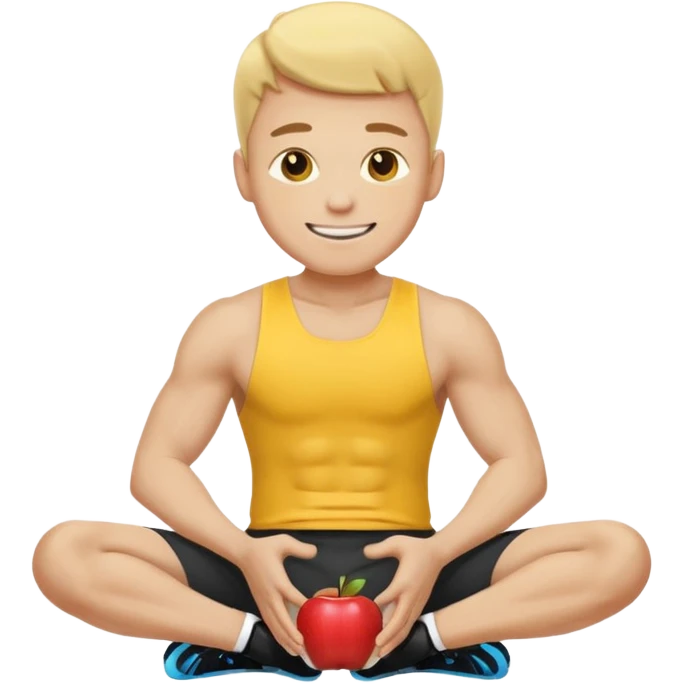 Man doing working out, doing sit-ups in athletic clothes, apple style emoji, yellow skin emoji