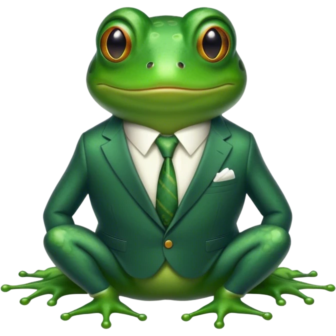 A frog with a suite emoji