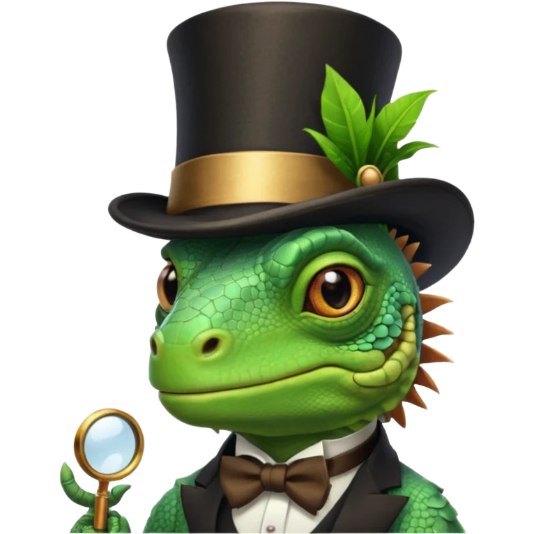 iguana wearing a top hat and monocle emoji