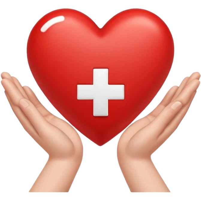 CPR symbol with heart and hands, medical, clear and simple emoji