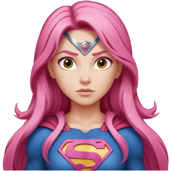 super woman with long pink hair heroic stance emoji