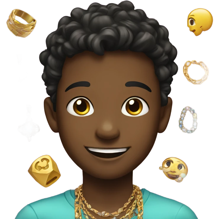 smiling boy with jewelry indoors emoji