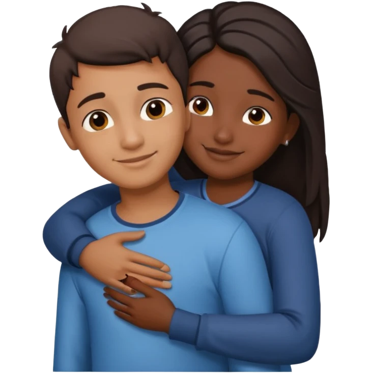 indian boy hugging indian girl from behind... boys hand down near navel of girl... boys head on the shoulder of girl... hugging tight.. more romantic... with more love emoji
