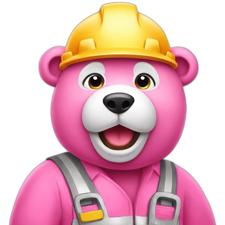 cute pink bear construction worker emoji