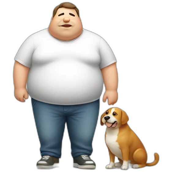 Fat Man with Dog emoji
