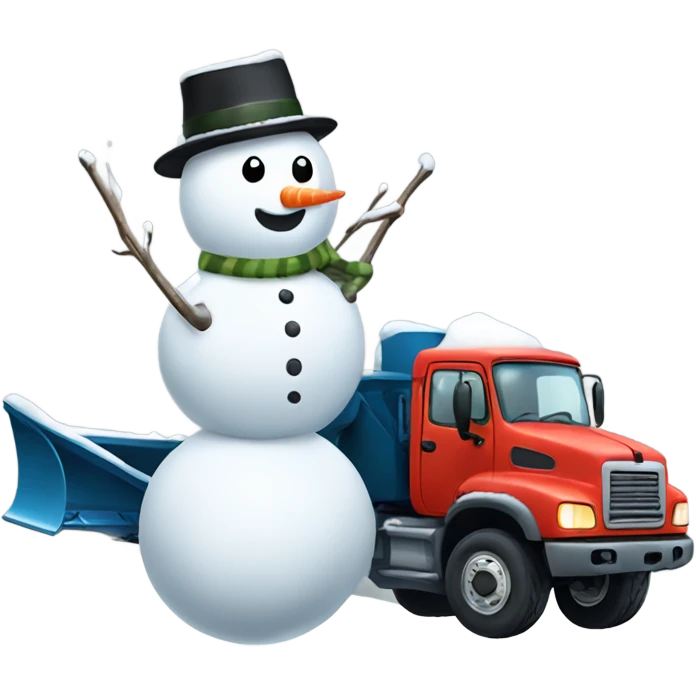 Plow truck pushing snowman emoji