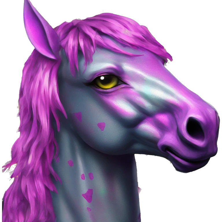 .Zombie_ Vaporwave black holographic oilslick zombie unicorn yellow caution tape graffiti Pegasus  emoji