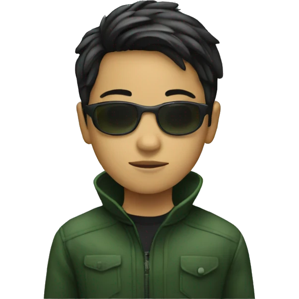 Boy stand in the matrix emoji