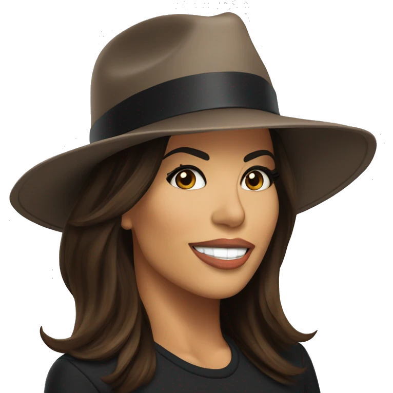 Eva Longoria wearing a hat emoji