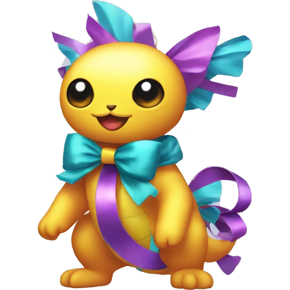 Shiny colorful Fakémon with ribbons emoji