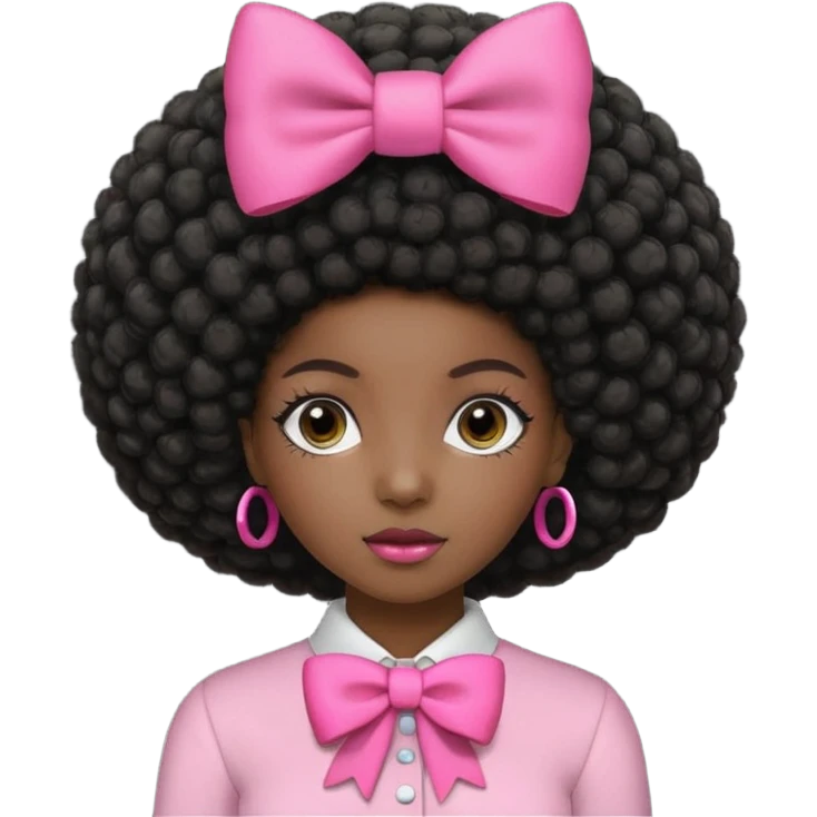 Black girl afro and pink bow emoji