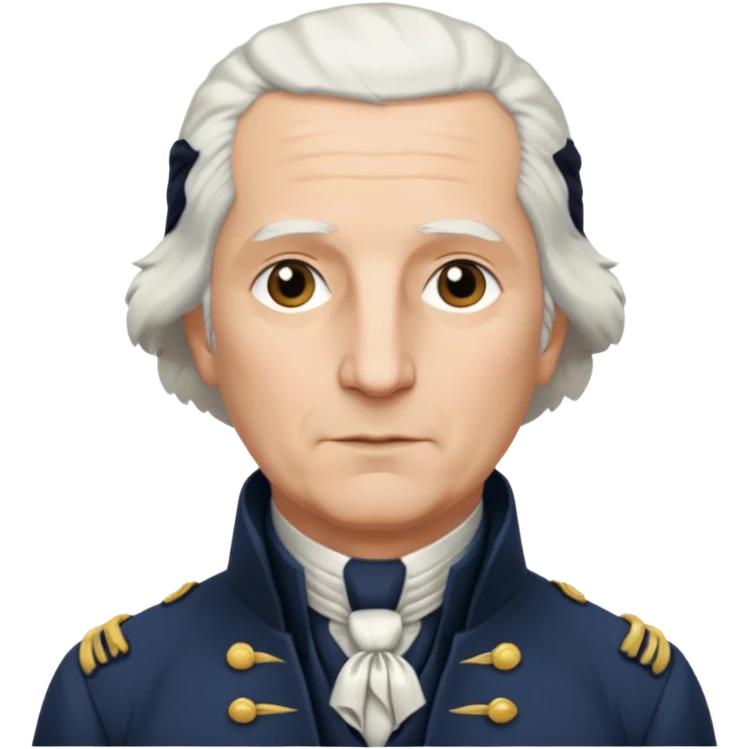 Draw George Washington with white hair, colonial suit & calm expression. emoji