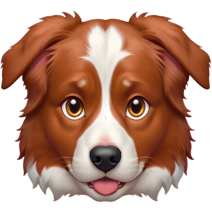 Cinematic Grumpy Red Merle Australian Shepherd Portrait Emoji, Head tilted slightly with a deeply unimpressed expression, thick red merle fur with subtle white markings, large, droopy amber eyes narrowed into an unamused glare, ears drooping in exasperation, Simplified yet comically expressive features, highly detailed, glowing with a dry, sarcastic glow, high shine, effortlessly judgmental yet dignified, stylized with a touch of cynicism, bright but brooding, soft glowing outline, capturing the essence of an eternally unimpressed yet endearing pup, so lifelike it feels like it could sigh heavily at you in disdain at any moment! emoji