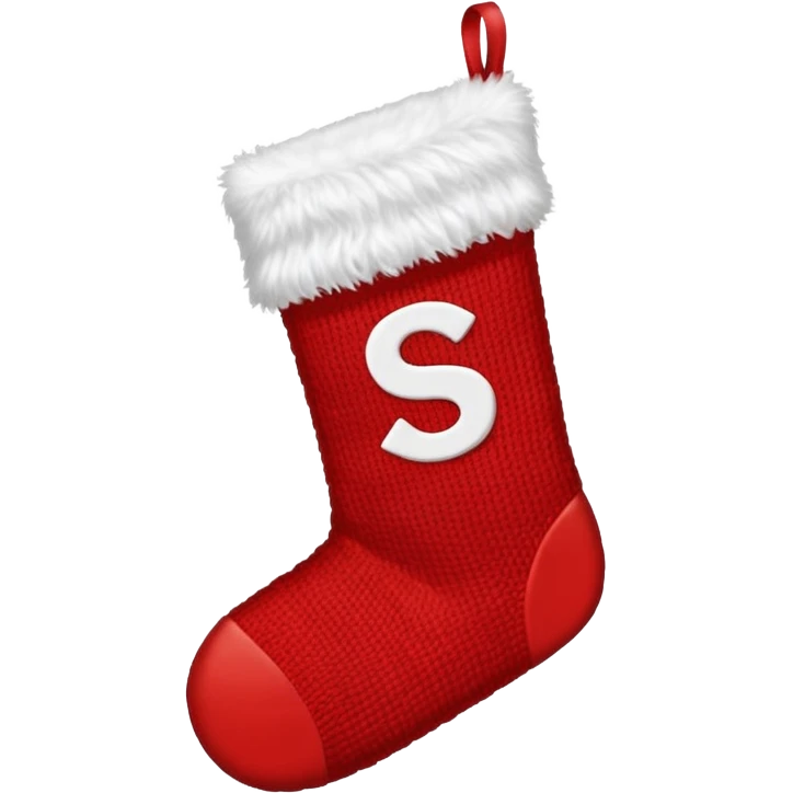 Christmas sock with white "S" logo emoji
