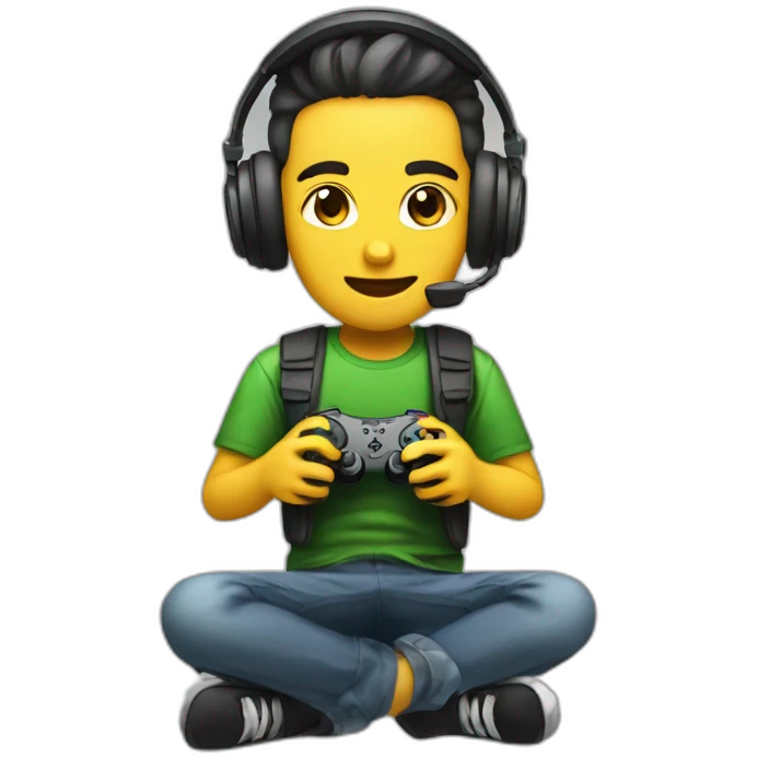 A gamer play with gamer setup emoji