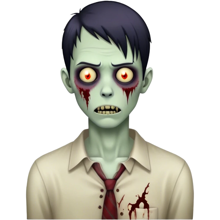 Thin man, emo hair, zombie emoji