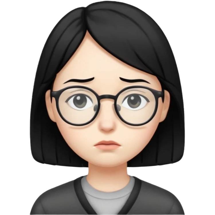 sad student black hair emoji