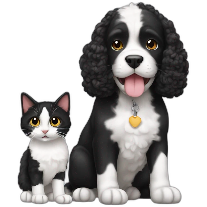 black and white cat with cockerpoo emoji