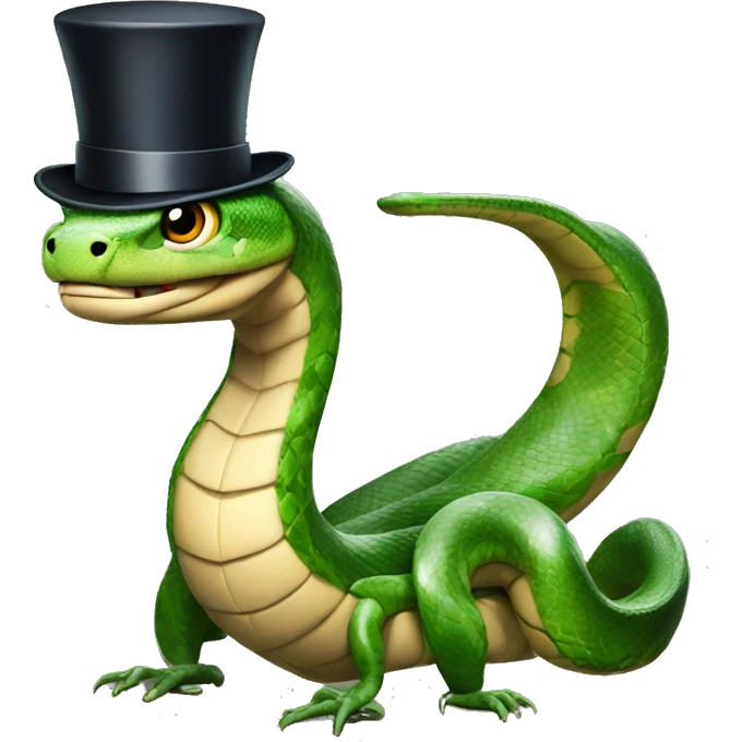 Snake with two legs carrying a briefcase on his back with a top hat  emoji