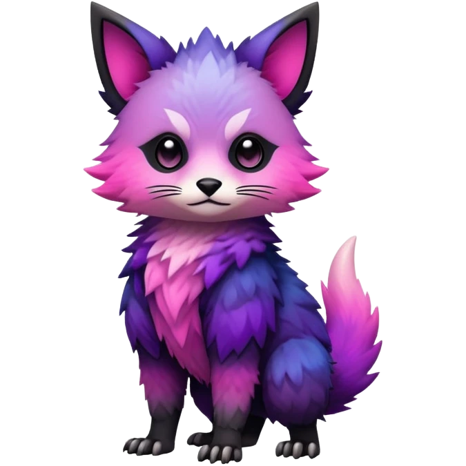 Cool Edgy Kawaii Black-pink-purple-gradient badass Vernid-Trico-animal-creature full bodyd emoji
