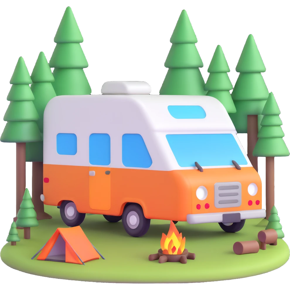 camping car parked in a forest emoji