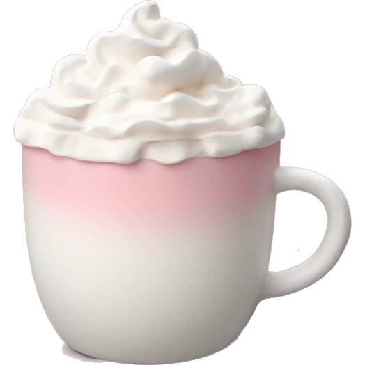 Pink hot chocolate with marshmallows and whipped cream emoji