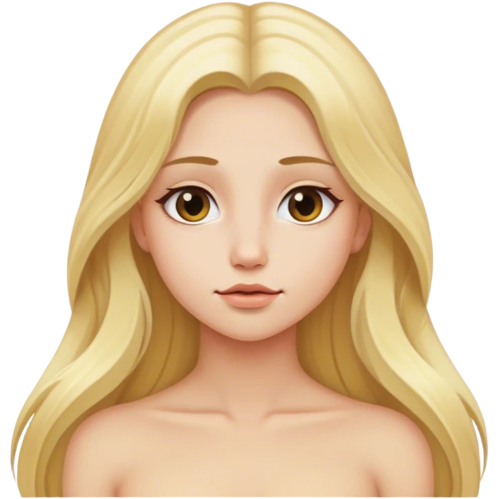 Pumped-up forms of realism, blonde long hair, sfw intimate pose emoji