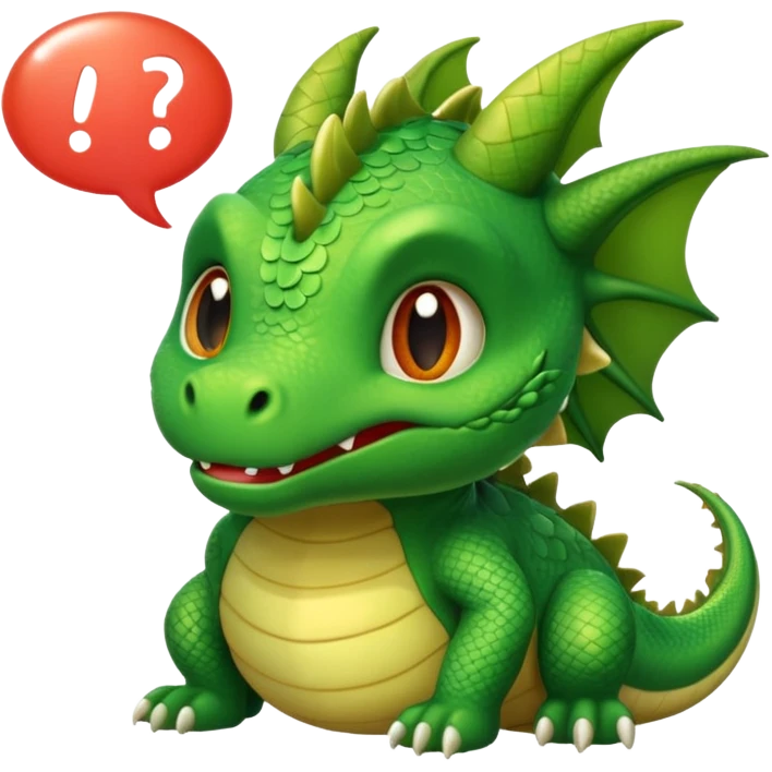 green small dragon with chat bubble written with *squeak* emoji