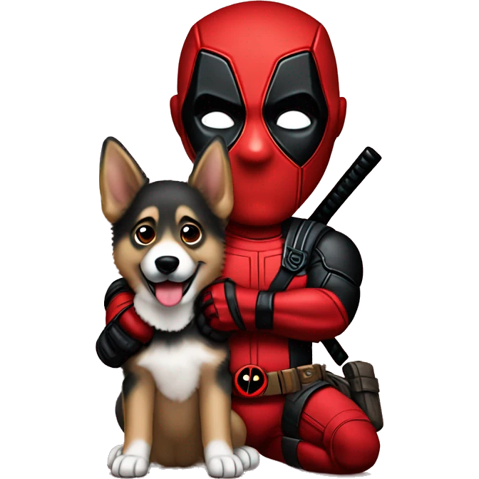 Deadpool holding German shepherd puppy emoji