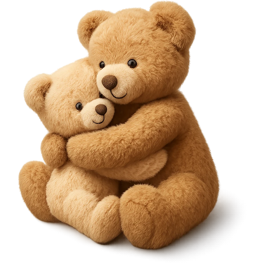 Teddy hugging another teddy emoji