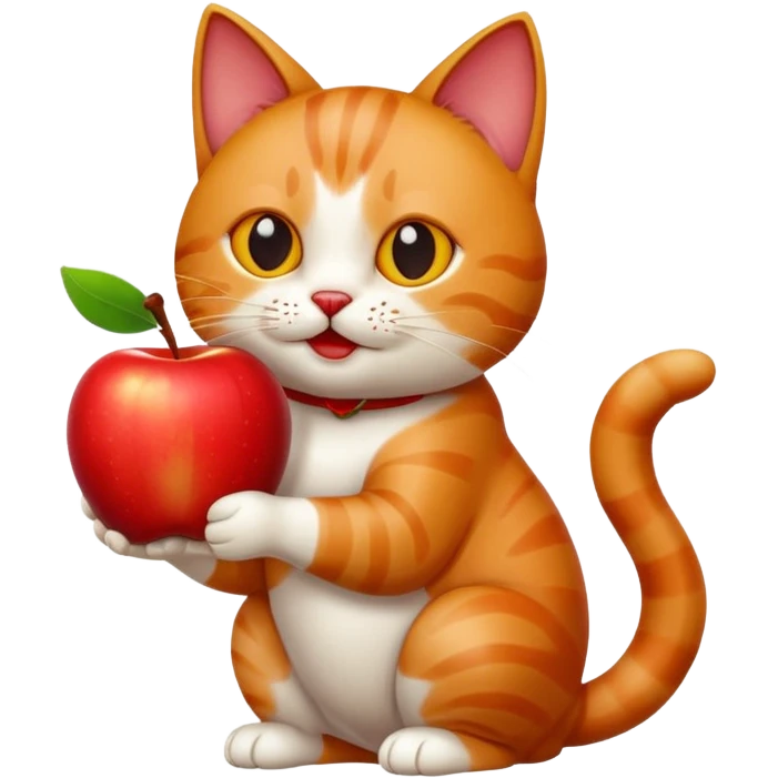 cat eating an apple, simple, clear, no text emoji