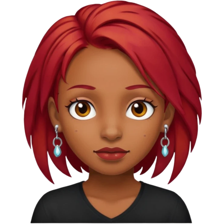 red haired girl with piercings and brown skin emoji