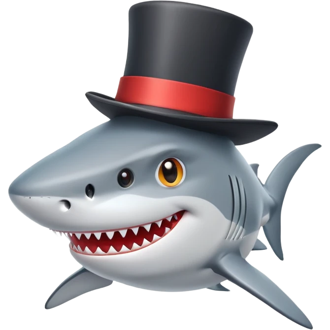 Shark with a top hat emoji