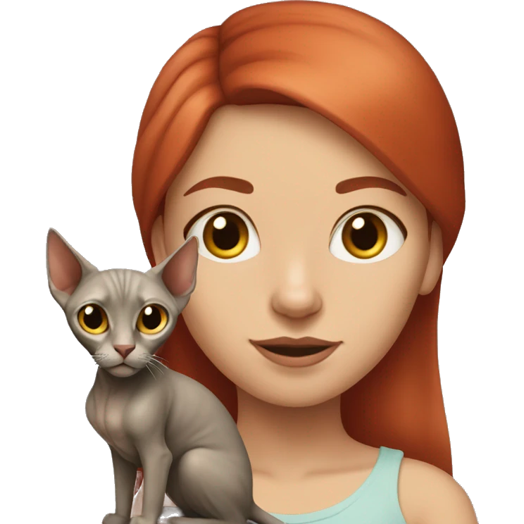 Red-haired girl with a sphinx cat emoji