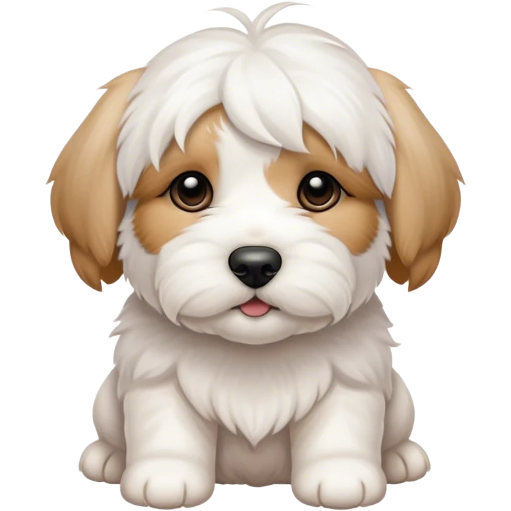 Coton de tulear puppy with a tan spot on head  emoji