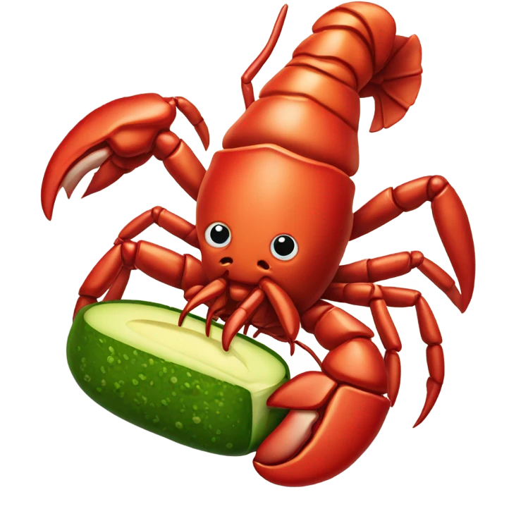 Lobster eating a pickle emoji
