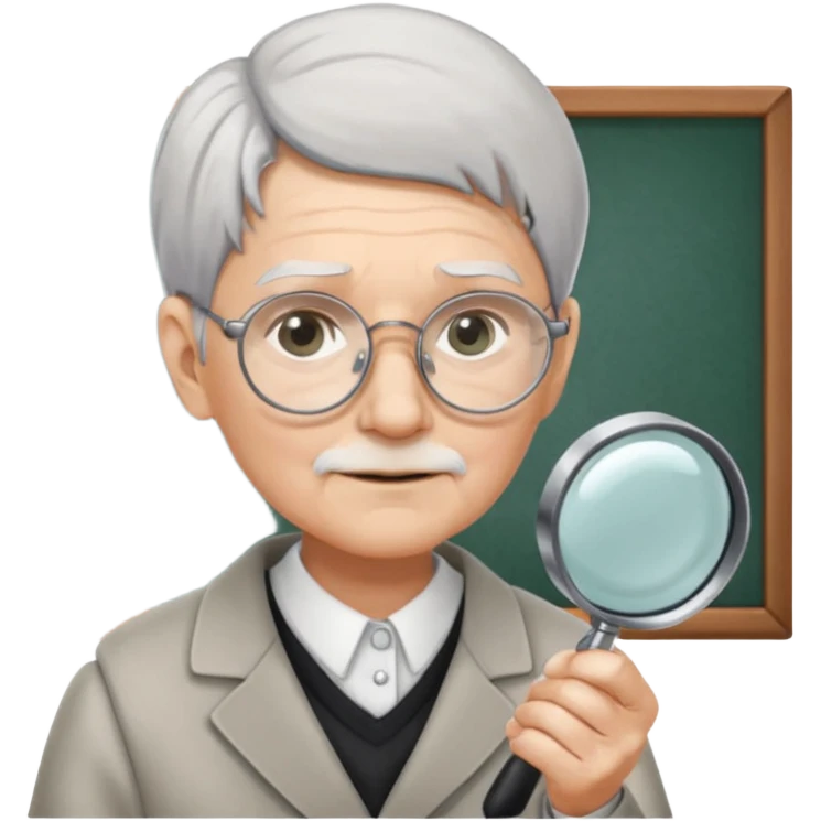 Elder + magnifier, Library Visitor. emoji