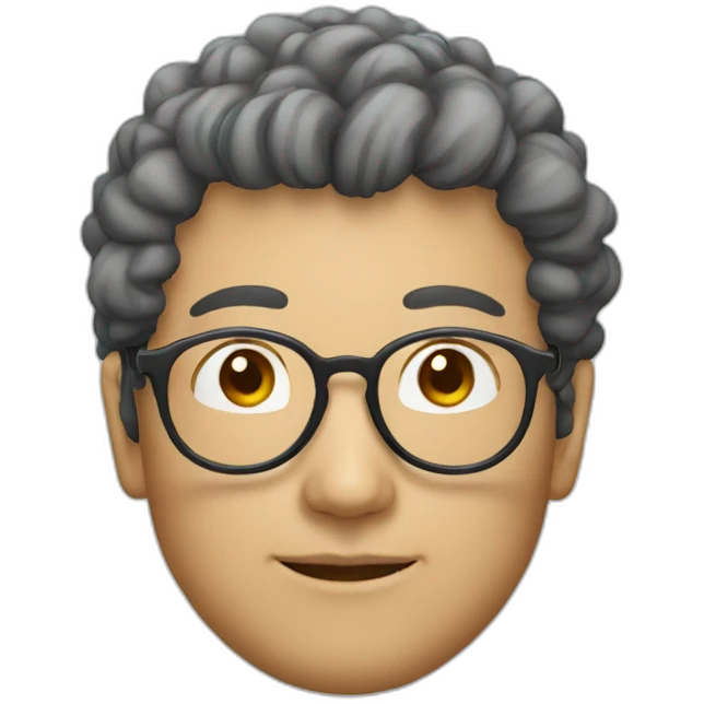 Japanese man with natural perm, round glasses. glasses emoji