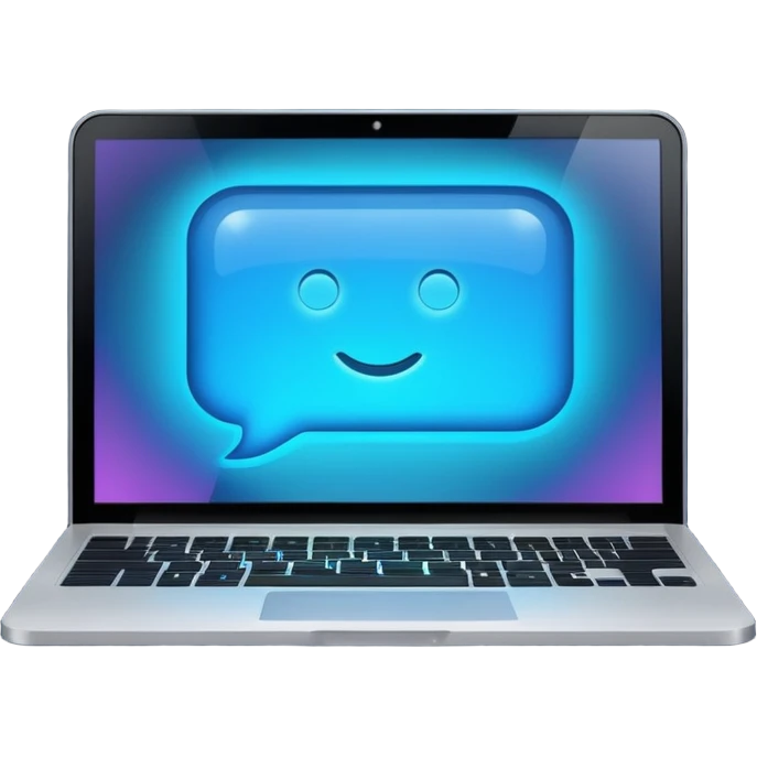 laptop screen with a chat bubble emoji