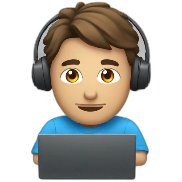 un chico editando un video en su computadora emoji