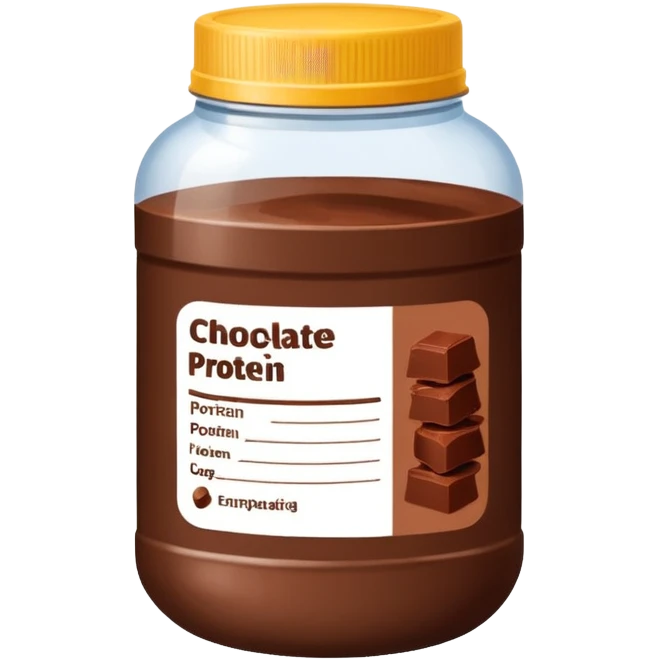 chocolate protein powder jar labeled chocolate picure icon emoji