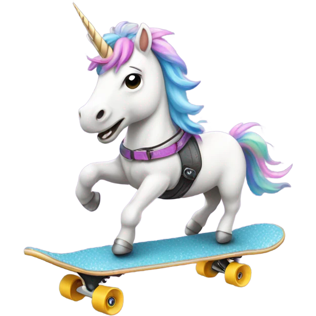 Unicorn on skateboard emoji