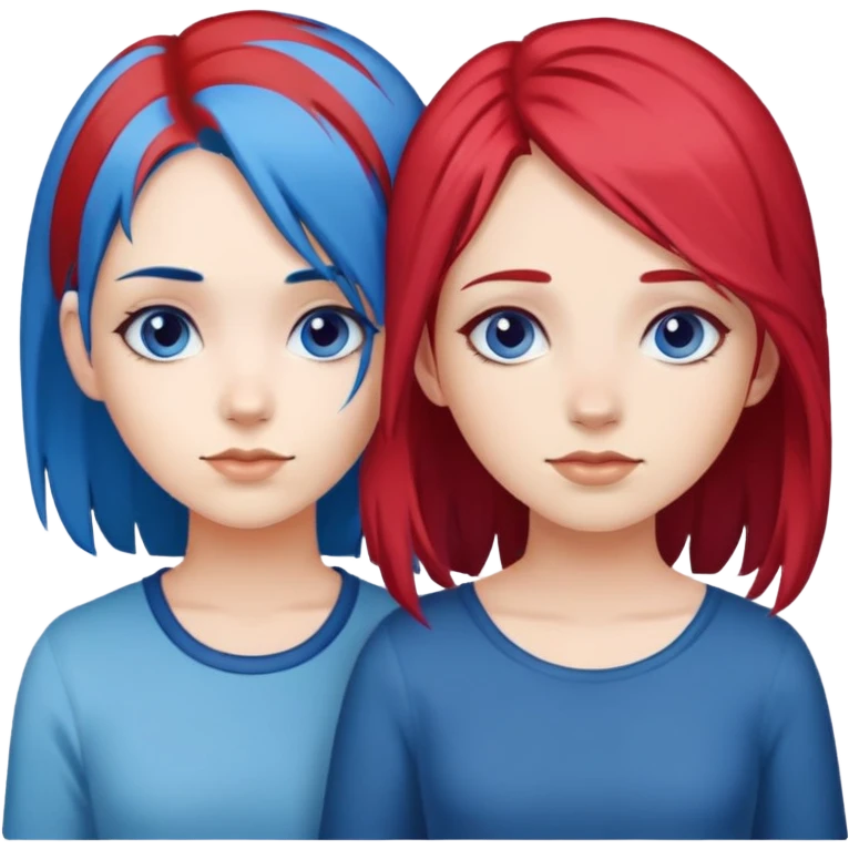 girl with blue hair and girl with red hair emoji