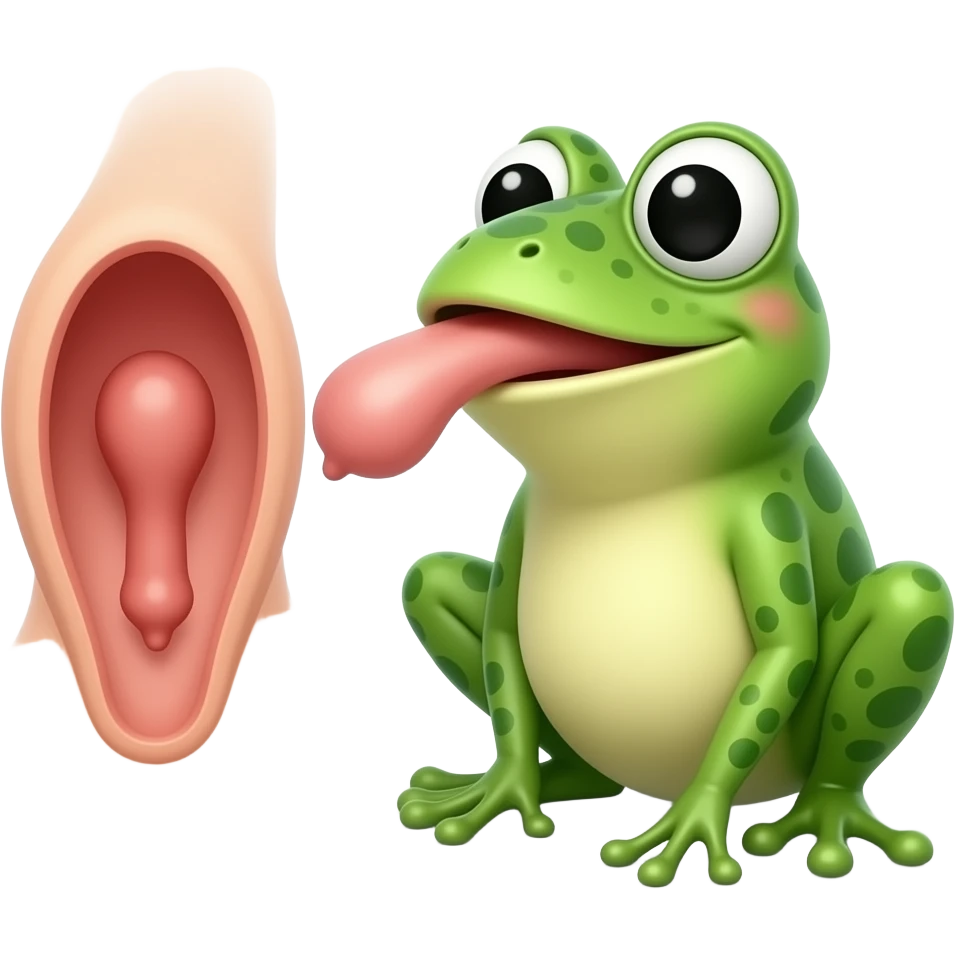 A frog with a big human penis. The penis is directed towards a vagina emoji
