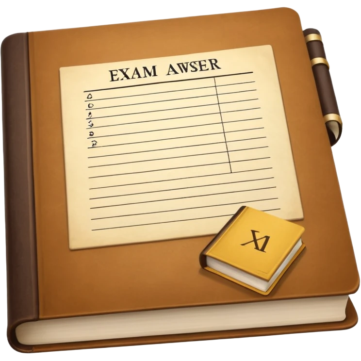 an exam answer sheet and a book next to it emoji