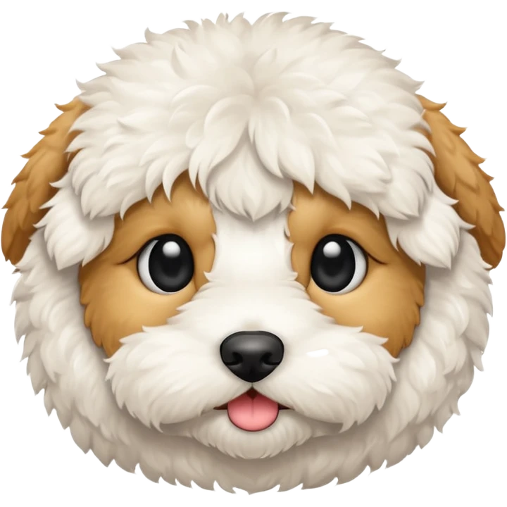 Can you make me an emoji of a very white mini goldendoodle that looks at more poodle with black eyes and a round face? emoji